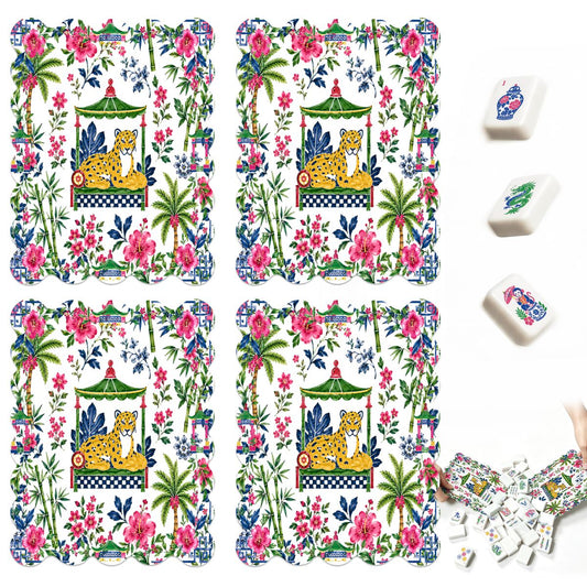 The Jungle King Scalloped Mahjong Shuffler Cards  Set of 4