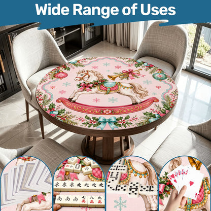 Magical Christmas Rocking Horse Round Mahjong Mat