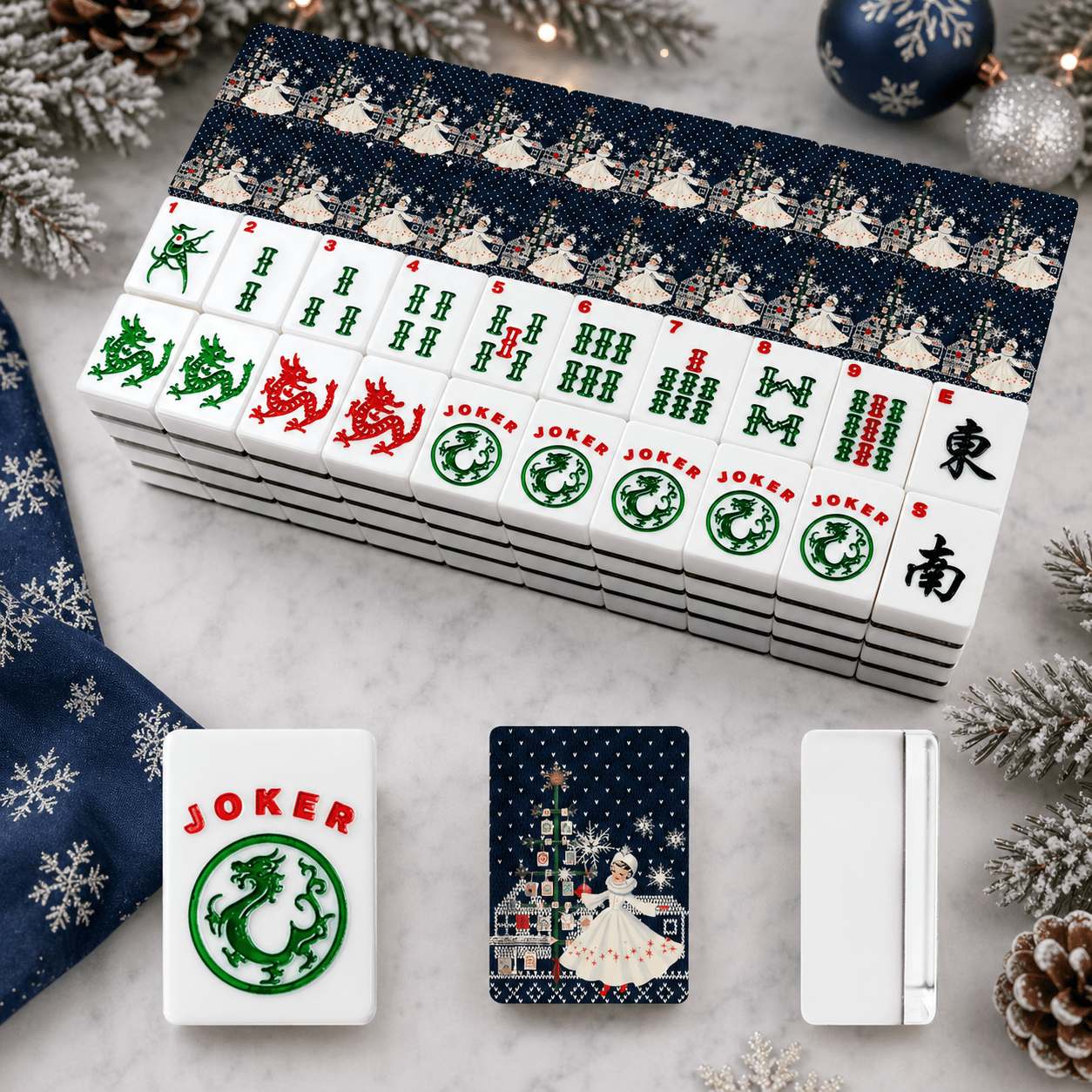 Sweater Weather Nostalgic Christmas American Mahjong Tiles With Carry Case - Splash of Color Co.