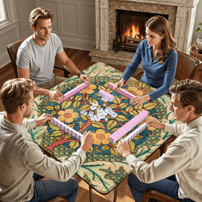 William Morris Inspired Rose Wreath Mahjong Mat