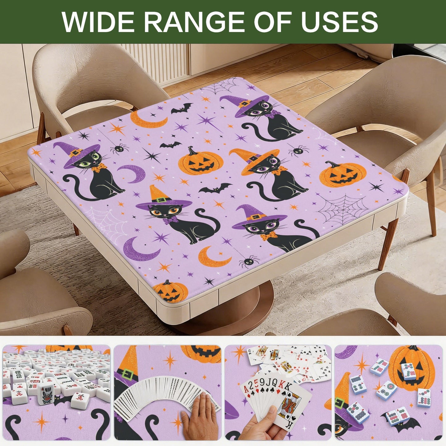 Pumpkin Kitties Purple And Orange Halloween Mahjong Mat