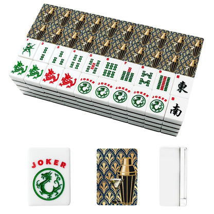 Midnight Blue Art Deco American Mahjong Tiles And Carry Case