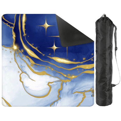 Into The Mystic Marbled Blue Gold Mahjong Mat - Splash of Color Co.