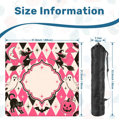 Harlequin Halloween Pink Witches, Ghosts Seasonal Custom Mahjong Mat - Splash Of Mahj And Color Co.