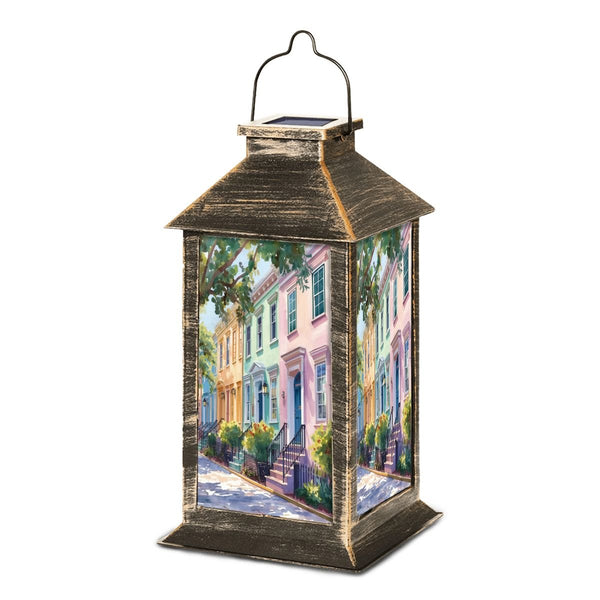 Charleston South Carolina Rainbow Row Solar Lantern - Splash of Color Co.
