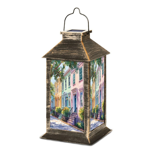 Charleston South Carolina Rainbow Row Solar Lantern - Splash of Color Co.