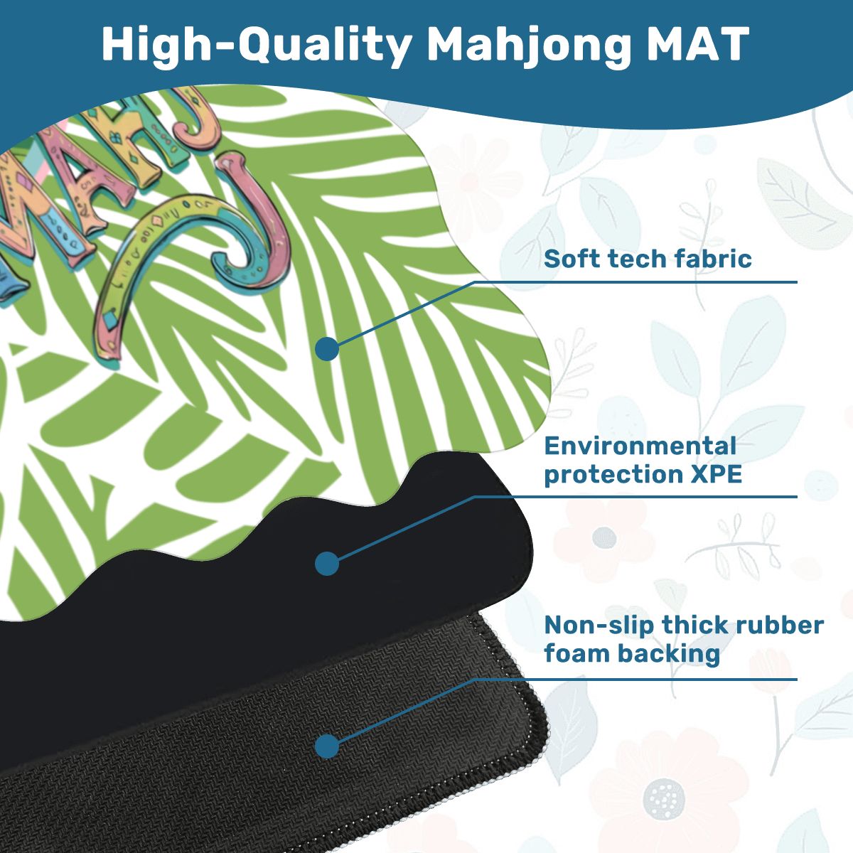 Tropical Flamingo Green And Pink Scalloped Mahjong Mat - Splash of Color Co.