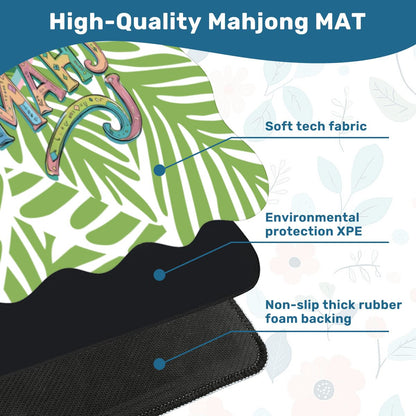 Tropical Flamingo Green And Pink Scalloped Mahjong Mat - Splash of Color Co.