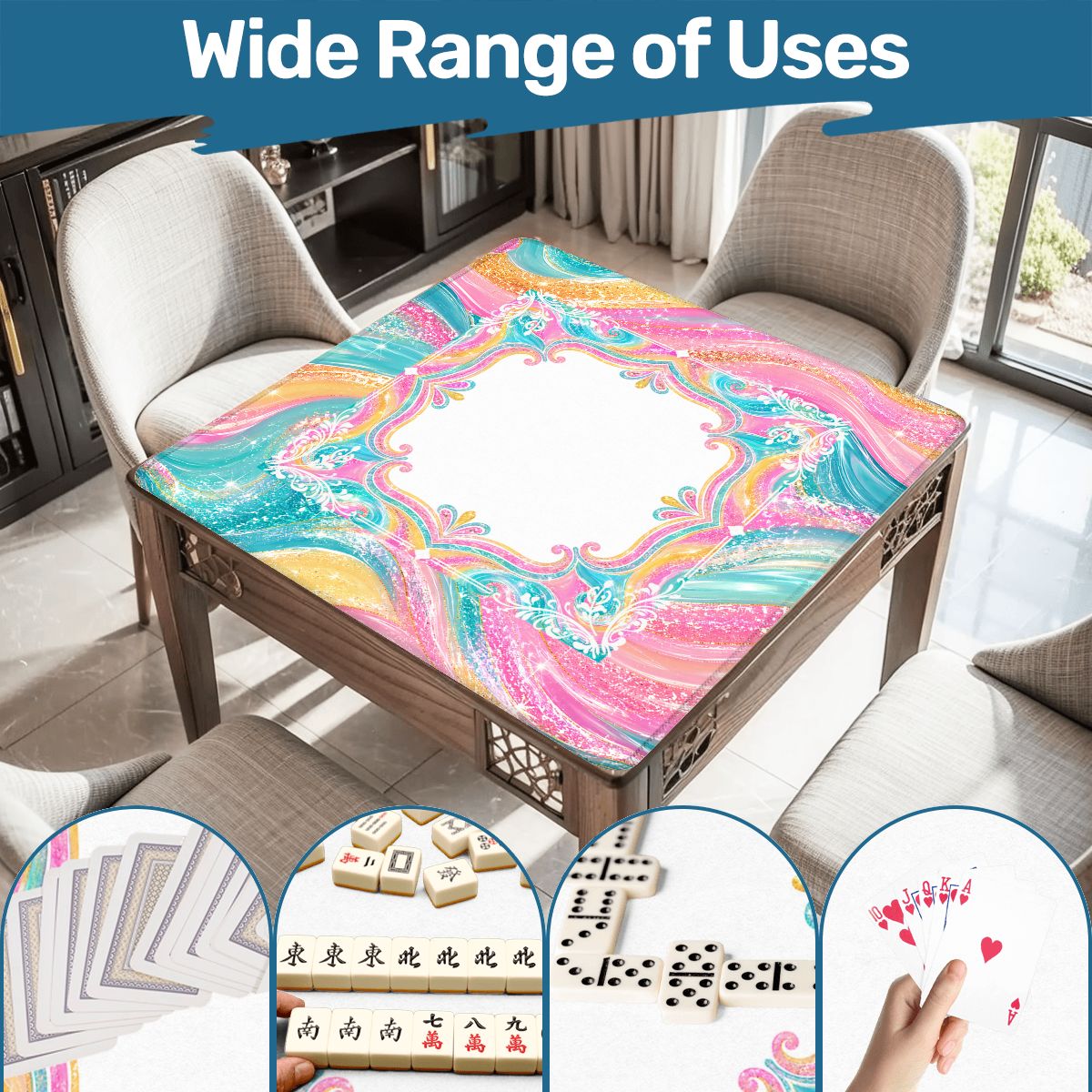 The Tide Is High Coastal Waves Pastel Preppy Mahjong Mat - Splash Of Mahj And Color Co.