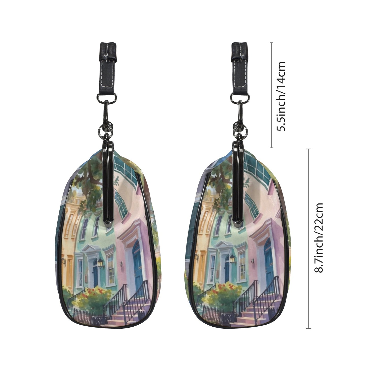 Charleston South Carolina Rainbow Row Preppy Vintage Kisslock Handbag/Shoulder Bag - Splash of Color Co.