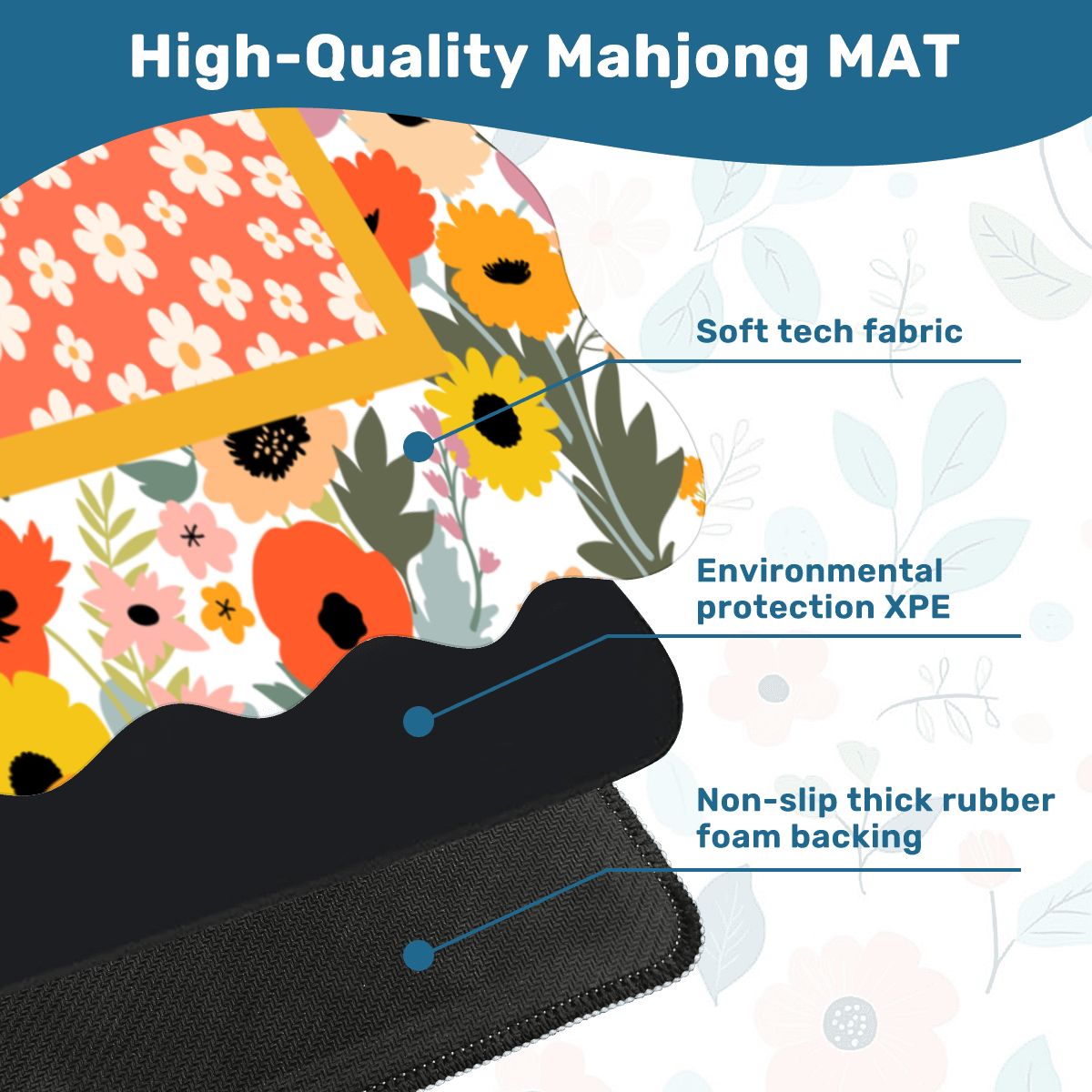 Modern Daisy Preppy Sunshine Scalloped Mahjong Mat - Splash of Color Co.