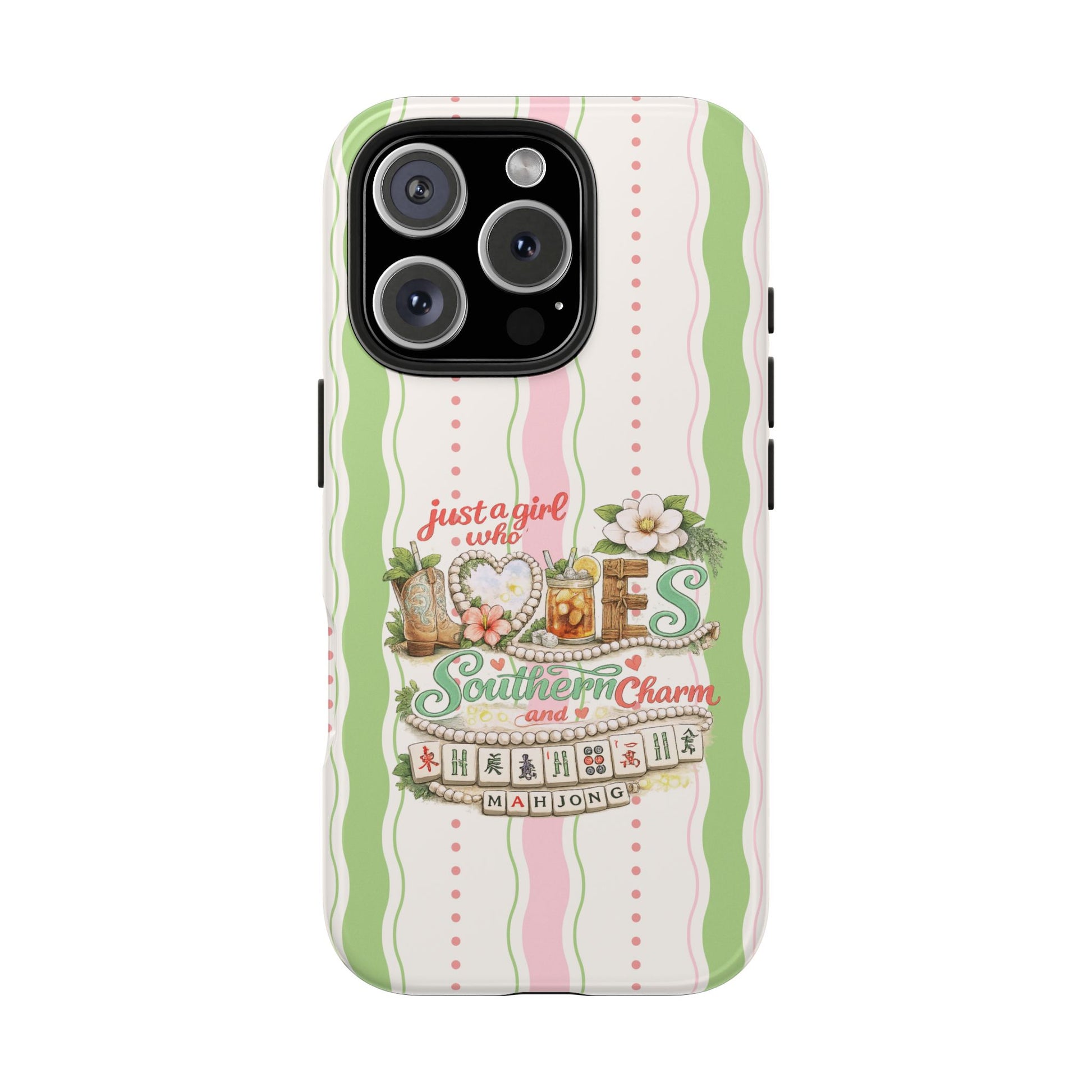 Just a Girl, Who Loves Southern Charm and Mahjong Preppy Pastel Phone Cases - Splash of Color Co.