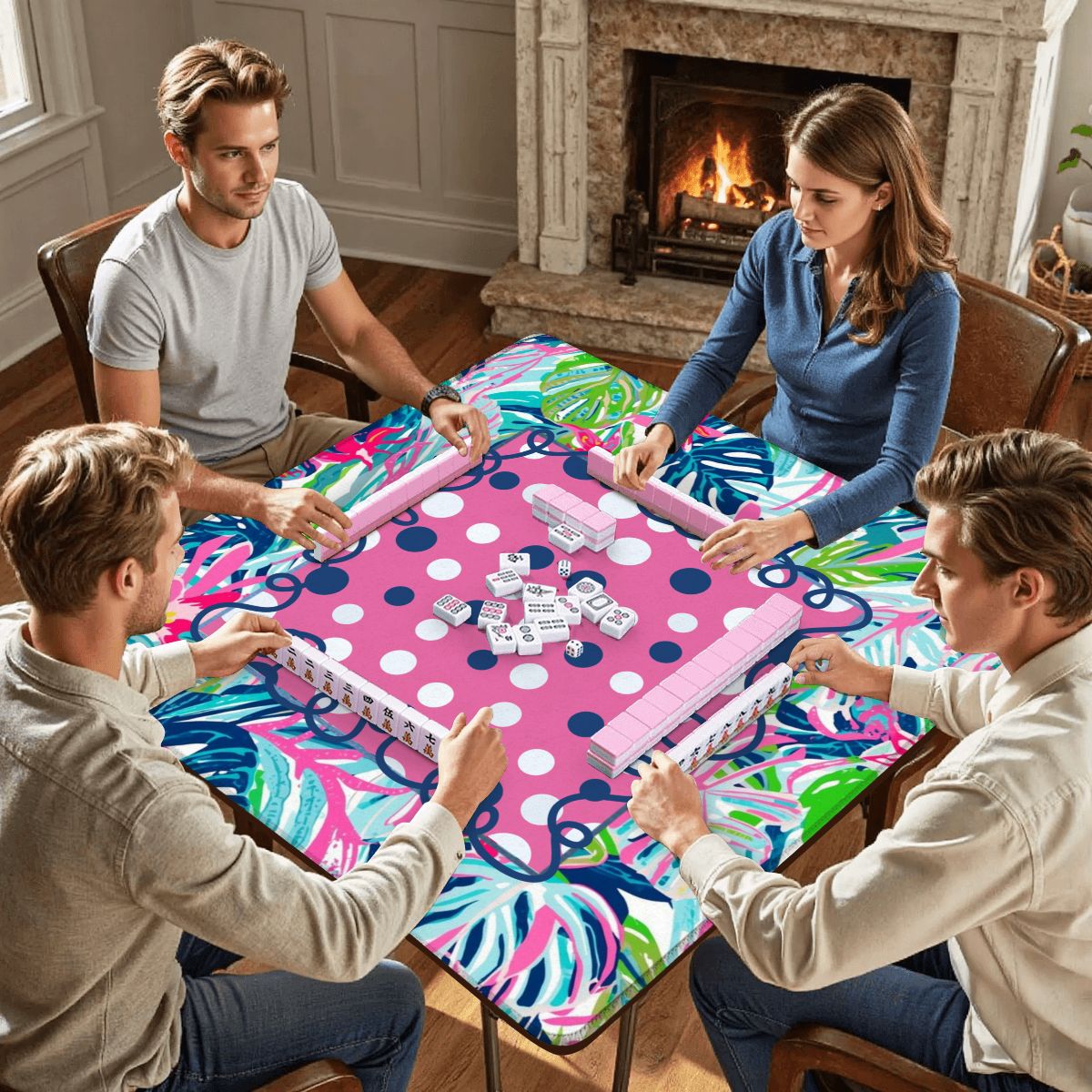 Preppy Pastel Garden Gala Whimiscal Mahjong Mat - Splash of Color Co.