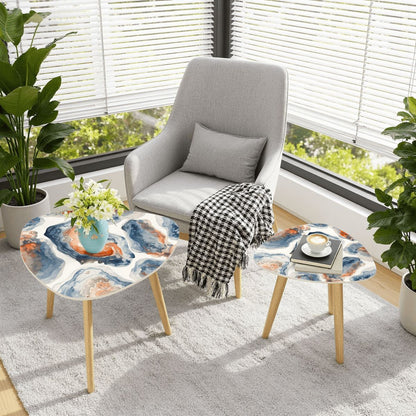 Watercolor Blue Oyster Modern Nesting Tables Triangle Coffee Table Set of 2 - Splash of Color Co.