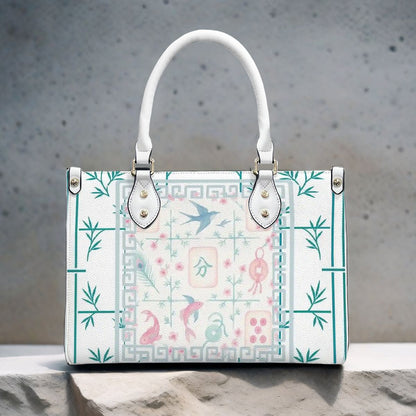 Preppy Mahjong Handbag, Shoulder Bag, Pastel Blue, Green Pink Yuppy Tote Bag for Women