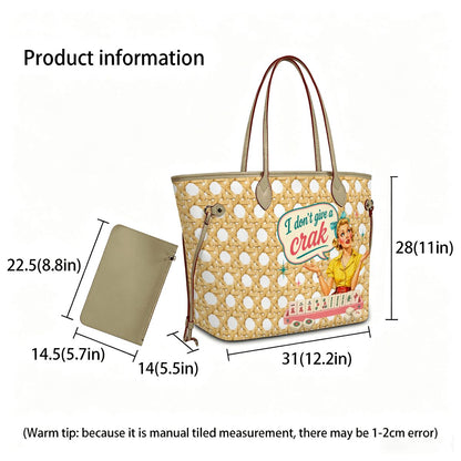 Mahjong Tote Bag, Cane Designed Funny I Don't Give A Crak - Splash Of Mahj And Color Co.
