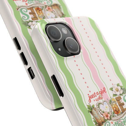 Just a Girl, Who Loves Southern Charm and Mahjong Preppy Pastel Phone Cases - Splash of Color Co.