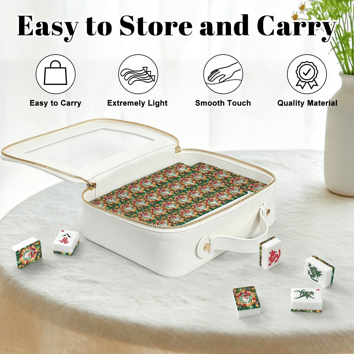 Jolly Nostalgic Santa Christmas American Mahjong Tiles And Carry Case Tote - Splash of Color Co.
