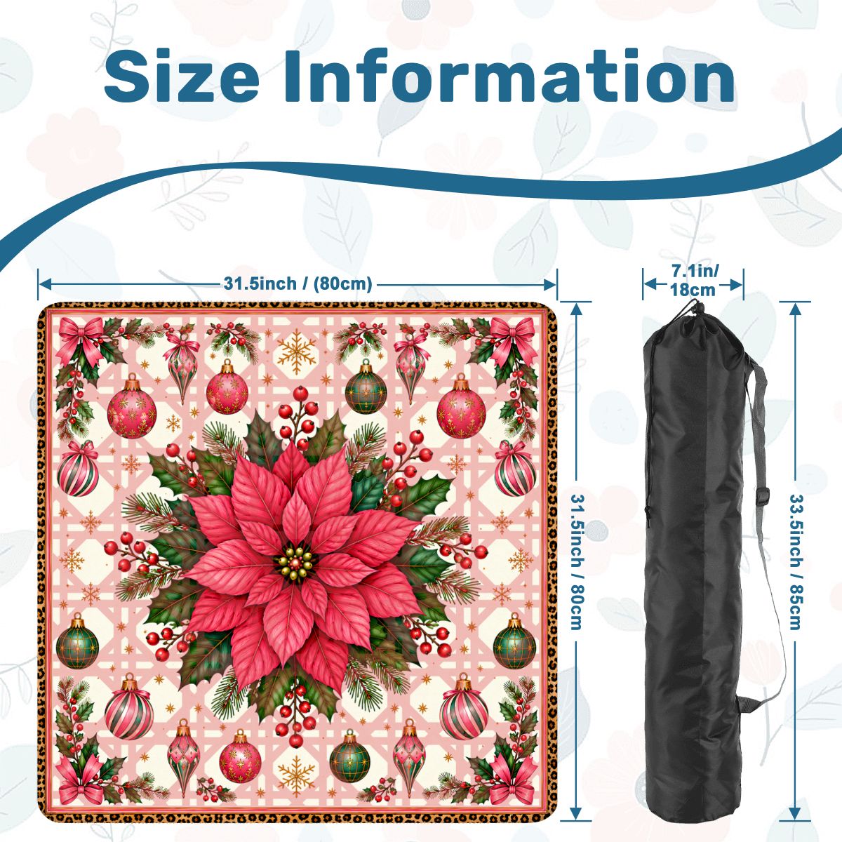 Leopard Luxe Poinsetta Mahjong Christmas Mat