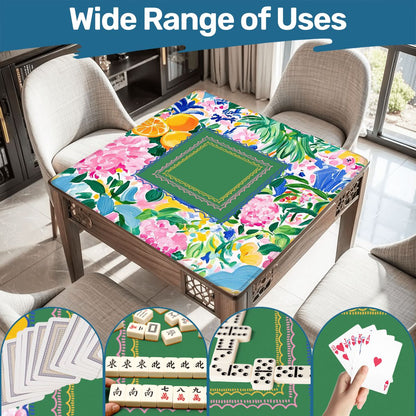 Sunny Citrus Chinoiserie Watercolor Blooms Mahjong Mat