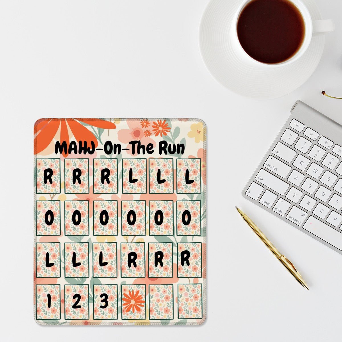 Mahj On The Run Fun Floral Mod Designed Solo Practice Mahjong Pad with Stitched Edge (Vertical) - Splash of Color Co.