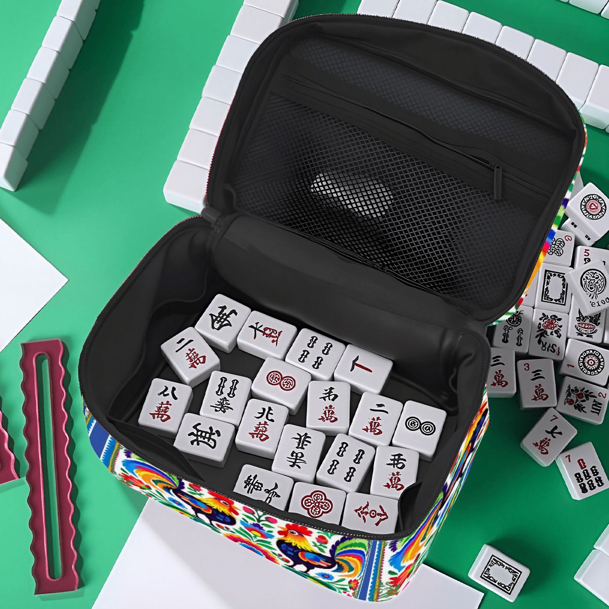 Wycinanki Polish Folk Art, Rooster Portable Mahjong Bag - Splash of Color Co.
