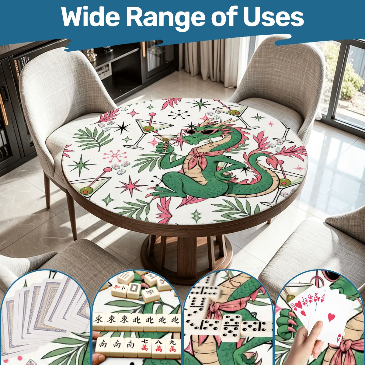 The Tipsy Dragon Round Mahjong Mat - Splash Of Mahj And Color Co.