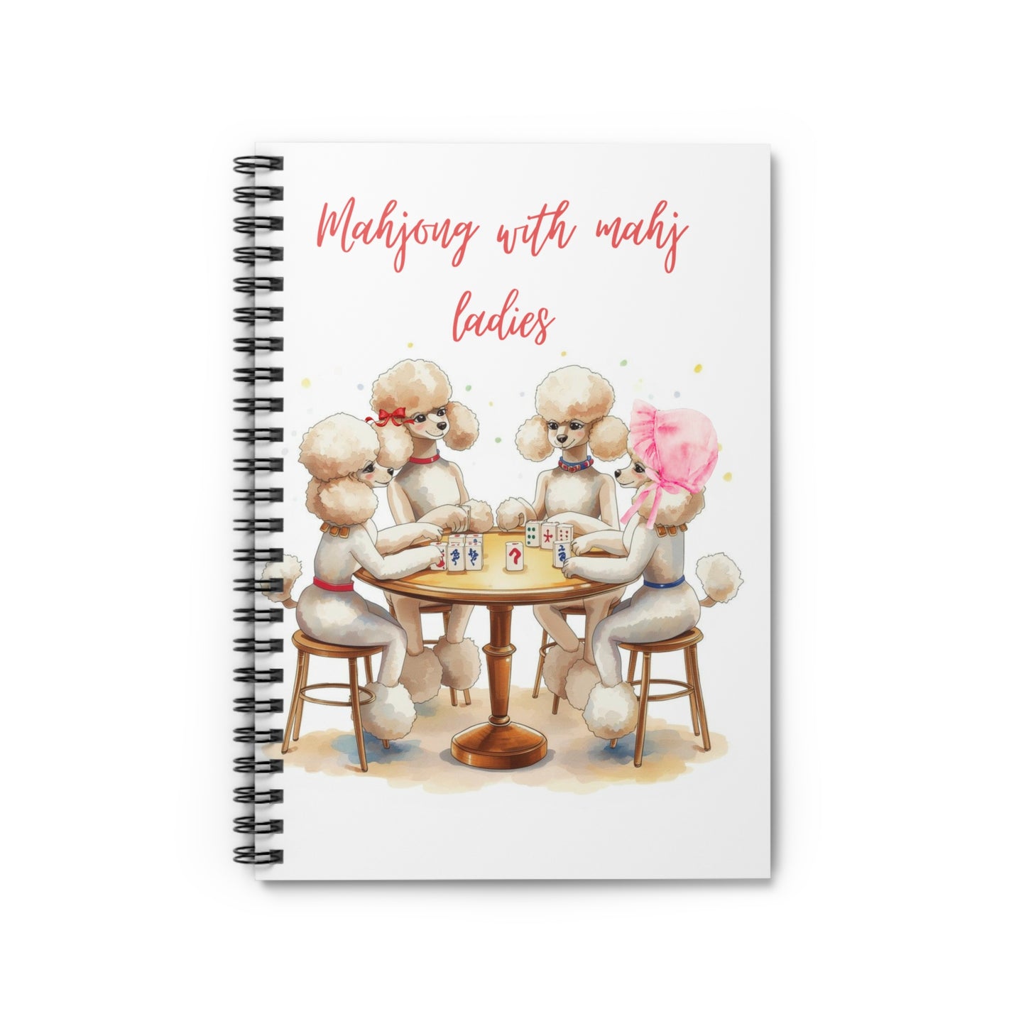 Mahjong Watercolor Dog Art, Poodle Ladies Game Night Spiral Notebook - Splash of Color Co.