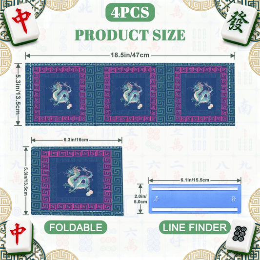 Dragon Blue 4 Mahjong Card Holder with Line Finder