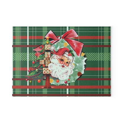 Mahjong Christmas Vintage Santa Glass Cutting Board