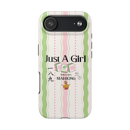 Just A Girl Who Loves Mahjong Phone Case | Mahjong Tiles Pattern - Splash of Color Co.