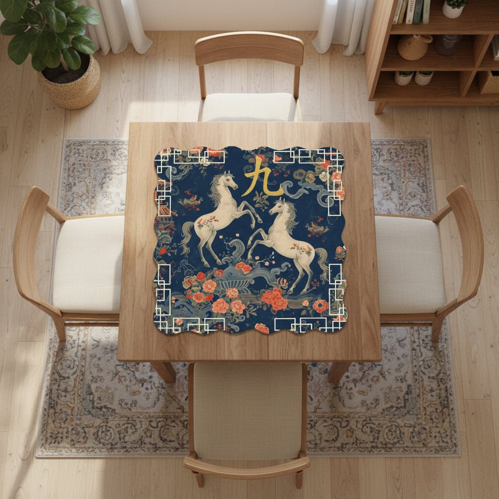 Year Of The Firehorse 2026 Scalloped Mahjong Mat - Splash of Color Co.