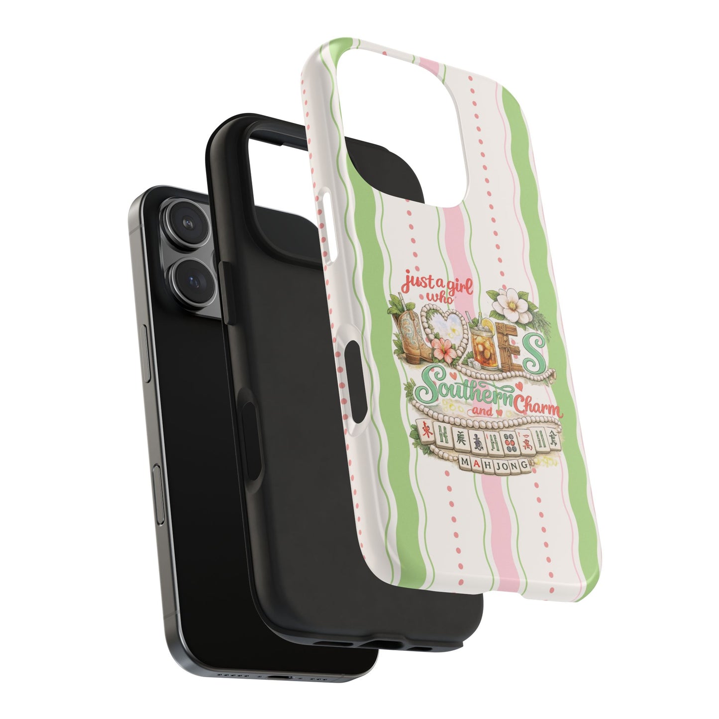 Just a Girl, Who Loves Southern Charm and Mahjong Preppy Pastel Phone Cases - Splash of Color Co.