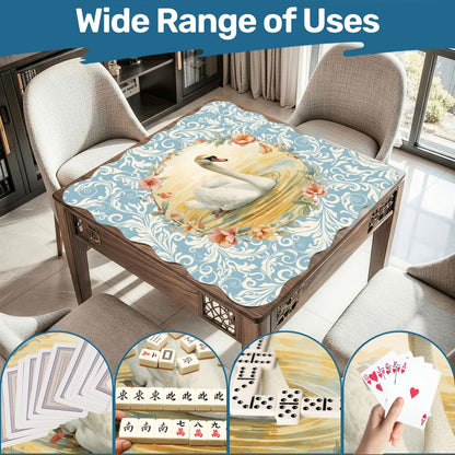 On Golden Pond Swan Floral Scalloped Mahjong Mat - Splash of Color Co.