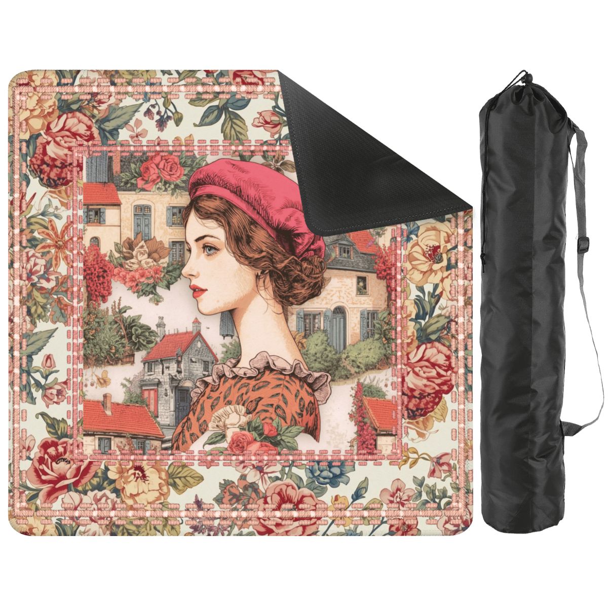 Parisian Mahjong Raspberry Beret Floral French Designed Mahj Mat - Splash of Color Co.