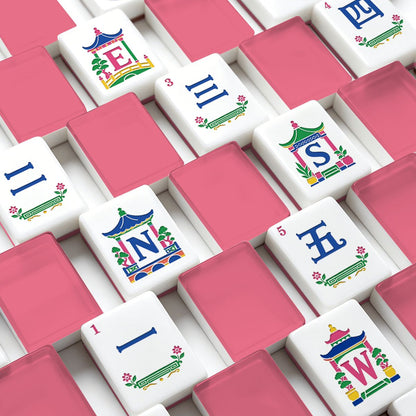 Bubblegum Pink Chinoiserie Pastel Mahjong Tiles With Carry Case