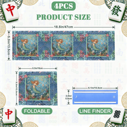 Under The Sea Mermaid Designed 4 Mahjong Card Holder with Line Finder - Splash of Color Co.