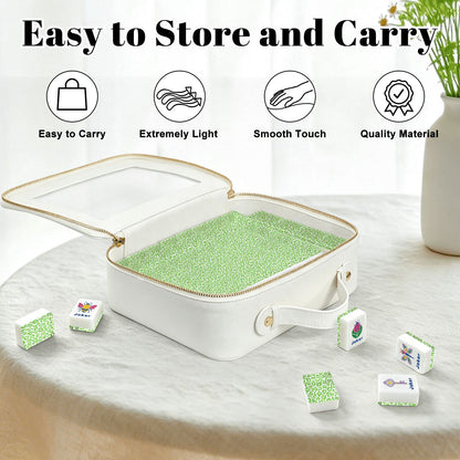 Lime Green Cheetah Garden American Mahjong Tiles (Floral Garden Style) With Carry Case
