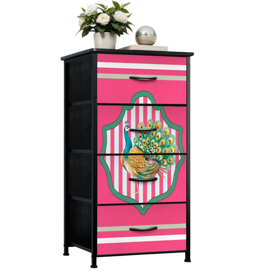 Pretty Pink Preppy Peacock 4 - Drawer Dresser - Splash of Color Co.