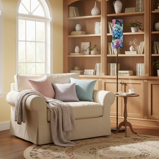 Floral Hydrangea Book Nook Floor Lamp Modern Standing Lamp - Splash of Color Co.