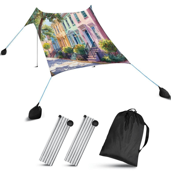 Charleston South Carolina Rainbow Row Beach Canopy - Splash of Color Co.