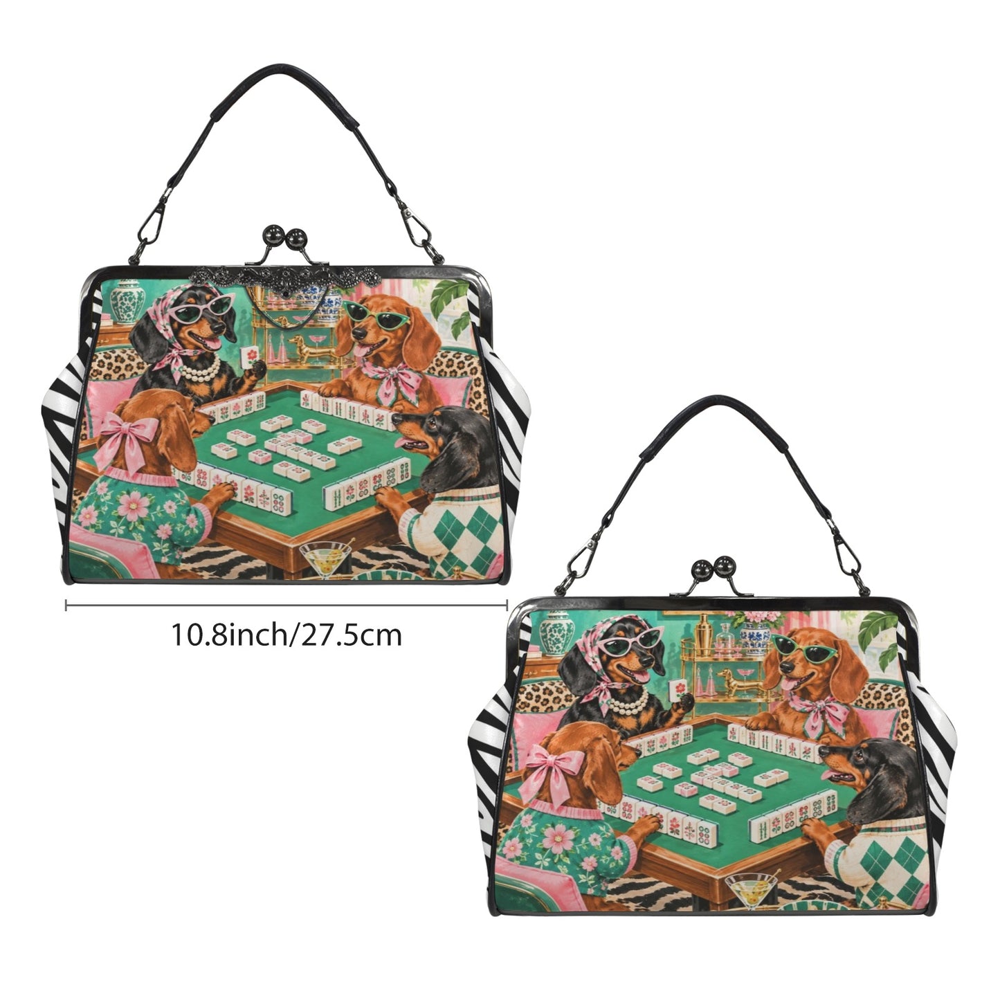 Doxie Foxy Moxies Playing Mahj Kisslock Purse