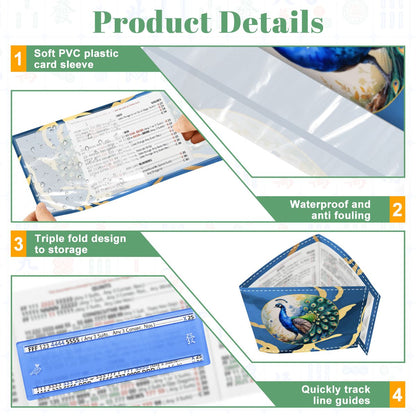 Floral Watercolor Peacock 4 Mahjong Card Holder with Line Finder