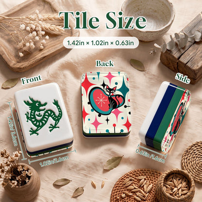 Modtastic Cat’s Meow 4 Layer American Mahjong Tiles  Blue  Green With Carry Case