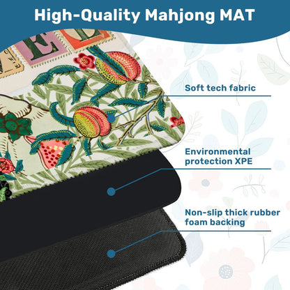 William Morris Inspired Floral Travel Mini Mahjong Mat 20.9"x20.9" - Splash Of Mahj And Color Co.