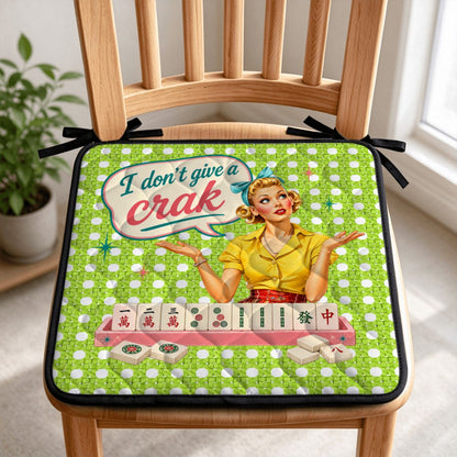 Funny Mahjong, I Don't Give A Crack Quilted Chair Cushion