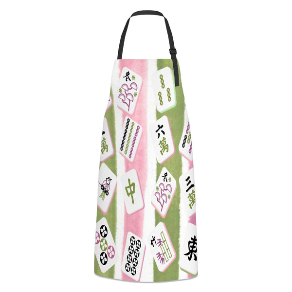 Mahjong Watercolor Waterproof Apron with Pockets Gift For Mahjong Lover And Cook