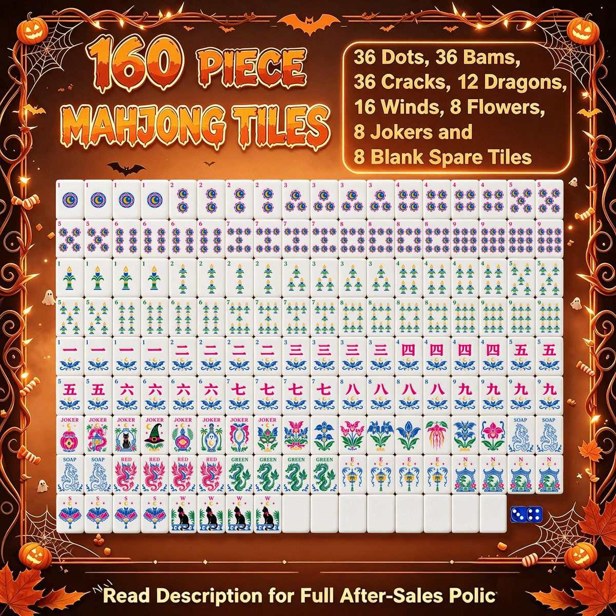 Marbled Hot Pink Dragon's Coven Halloween Mahjong Tiles With Carry Case - Splash Of Mahj And Color Co.