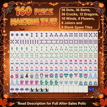 Marbled Hot Pink Dragon's Coven Halloween Mahjong Tiles With Carry Case - Splash Of Mahj And Color Co.