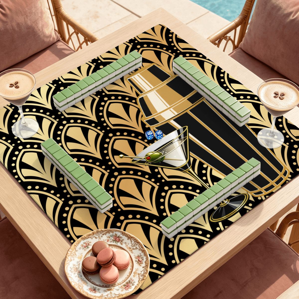 Deco Nights Mahjong Mat Sleek Surface